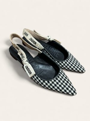 Dior Jadior Houndstooth Slingback Flats