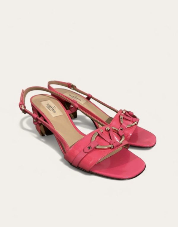 Valentino V Logo Block Heel SZ 37