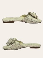 Chanel Camellia Tweed Slides SZ 36