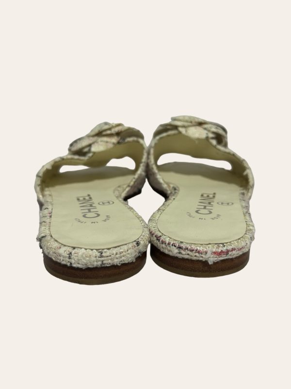 Chanel Camellia Tweed Slides SZ 36