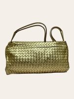 Bottega Veneta Gold Intrecciato Shoulder Bag