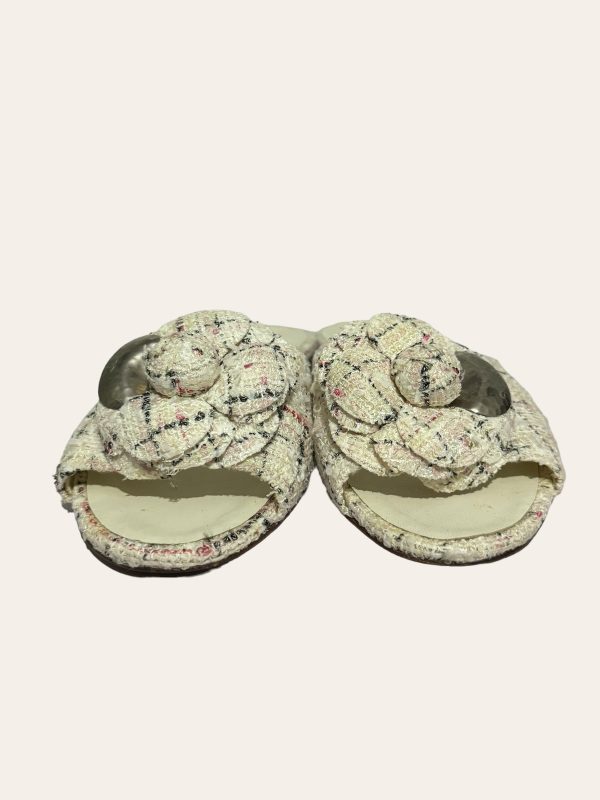 Chanel Camellia Tweed Slides SZ 36