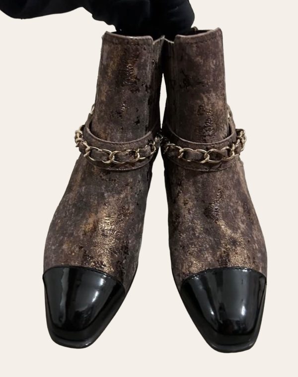 Chanel Chain Leather Boots SZ 35.5
