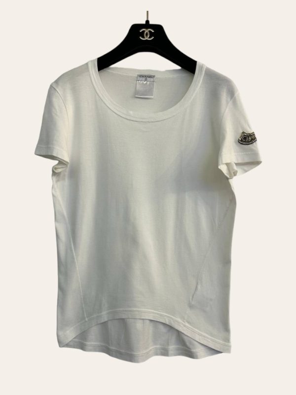 Chanel Sleeve Beaded Logo T-Shirt