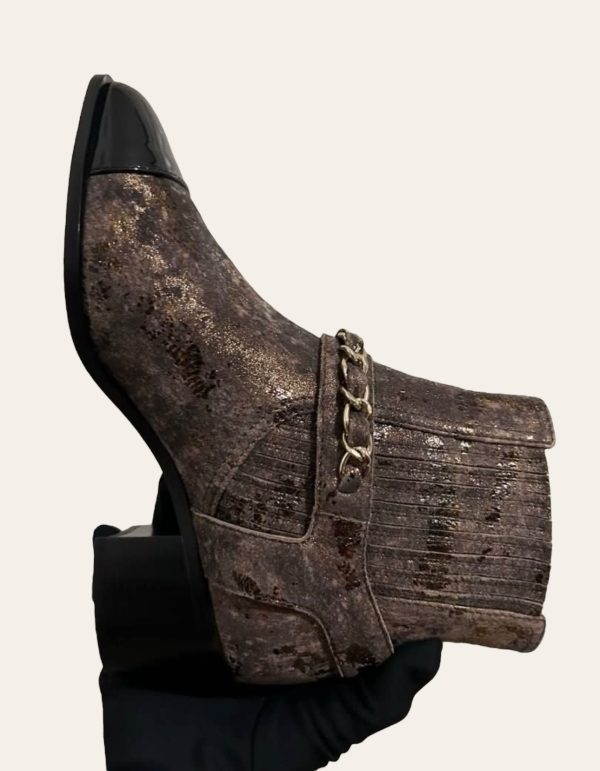 Chanel Chain Leather Boots SZ 35.5