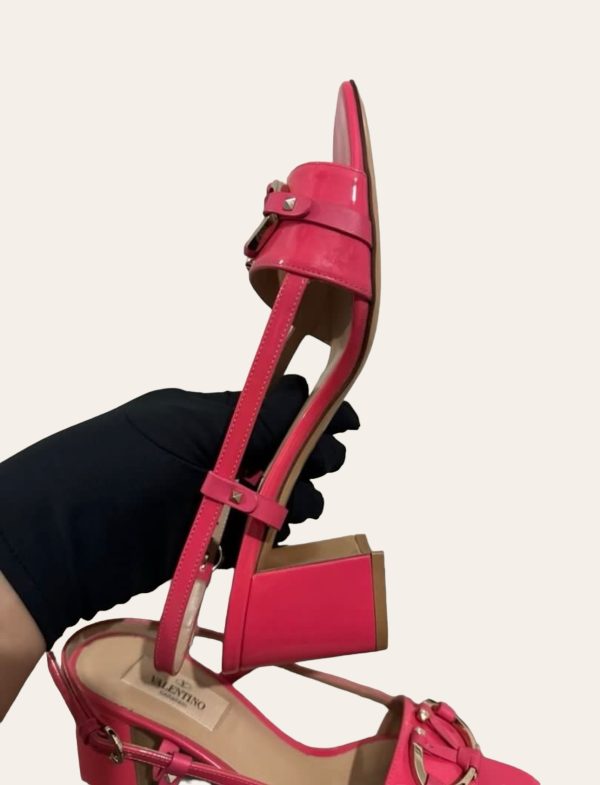 Valentino V Logo Block Heel SZ 37