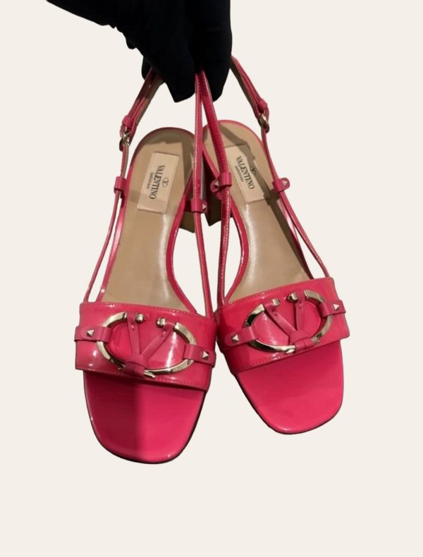Valentino V Logo Block Heel SZ 37