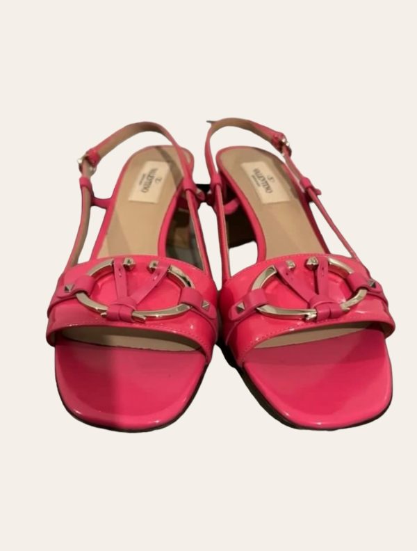 Valentino V Logo Block Heel SZ 37