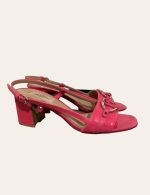 Valentino V Logo Block Heel SZ 37