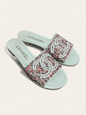 Chanel Tweed Slides SZ 35