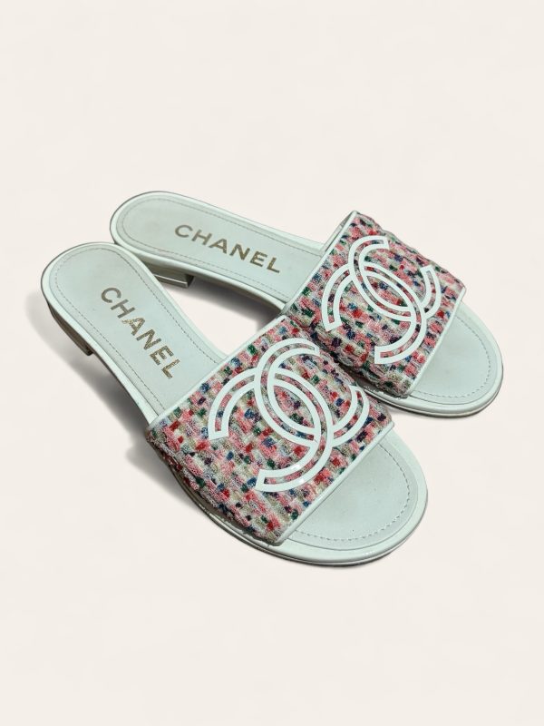 Chanel Tweed Slides SZ 35