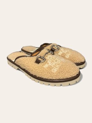Gucci X Northface Shearling Slides SZ 36