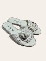 Chanel Camellia Tweed Slides SZ 36