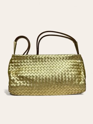Bottega Veneta Gold Intrecciato Shoulder Bag
