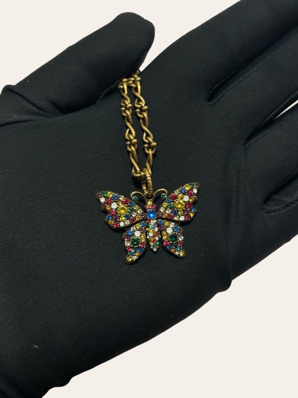 Gucci Crystal Butterfly Marmont Necklace