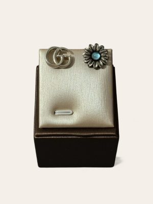 Gucci Silver Double G Flower Stud Earrings
