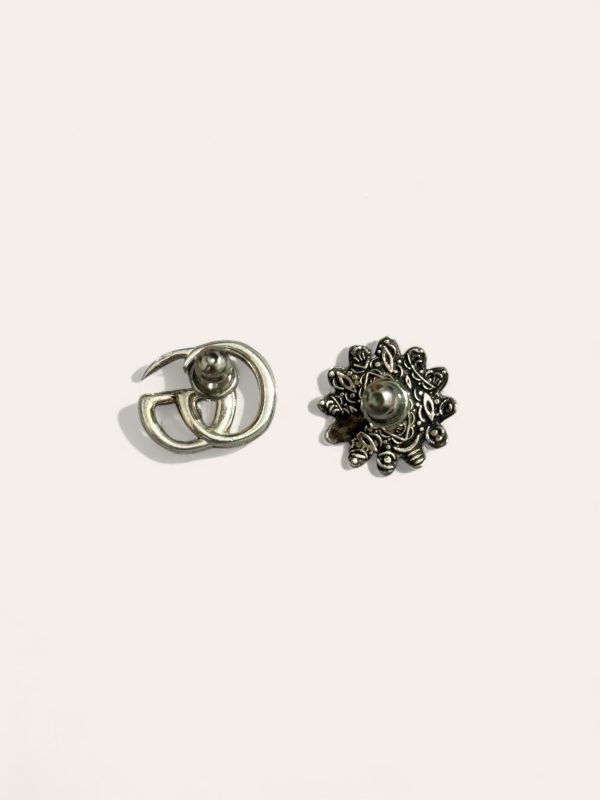 Gucci Silver Double G Flower Stud Earrings