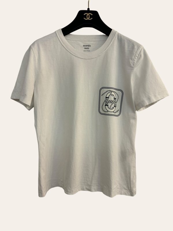 Hermes Micro Cande 90 Blanc T-Shirt