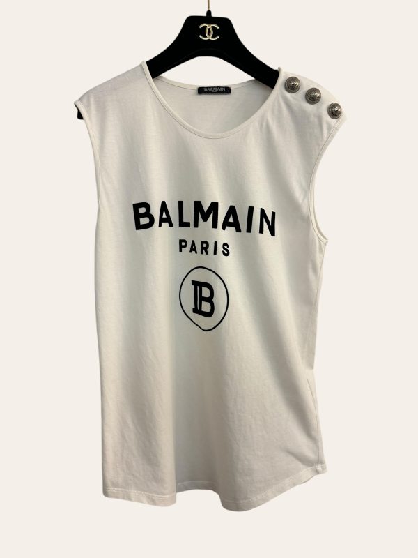 Balmain Logo Sleeveless T-Shirt