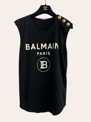 Balmain Logo Sleeveless T-Shirt
