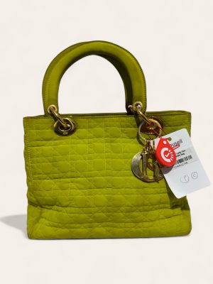 Lady Dior Green Top Handle in Nylon