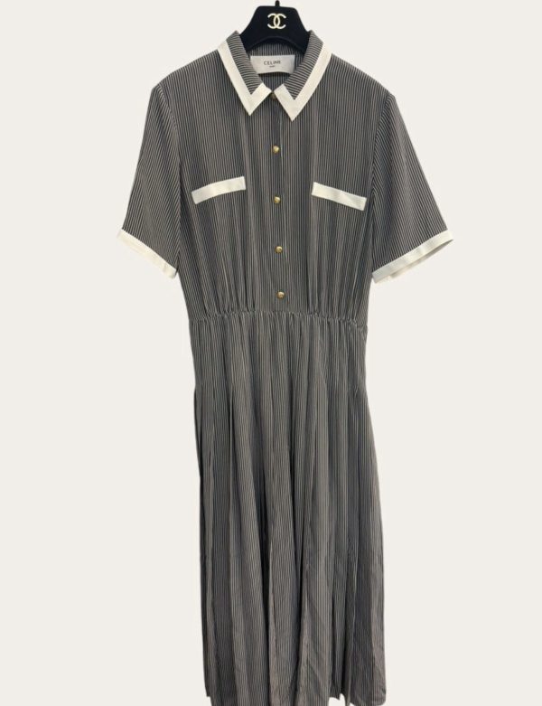Celine Pleated Silk Dress