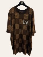 Louis Vuitton Damier Short-Sleeves Crewneck with LV Crystal Patch