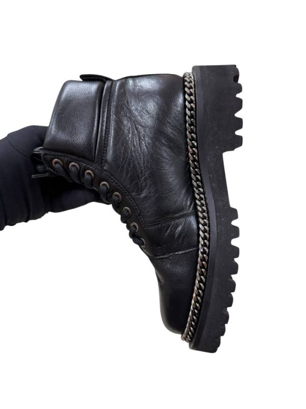 Balmain Chain Detail Leather Boots Size 36