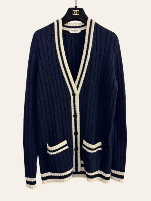 Saint Laurent Cable Knit Cashmere Cardigan