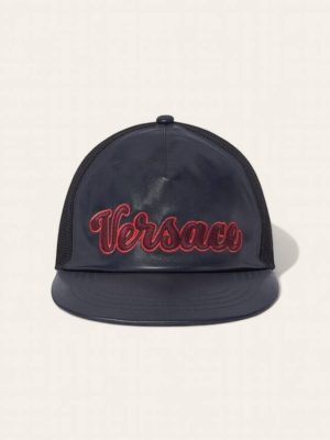 Versace Leather Mesh Logo Hat