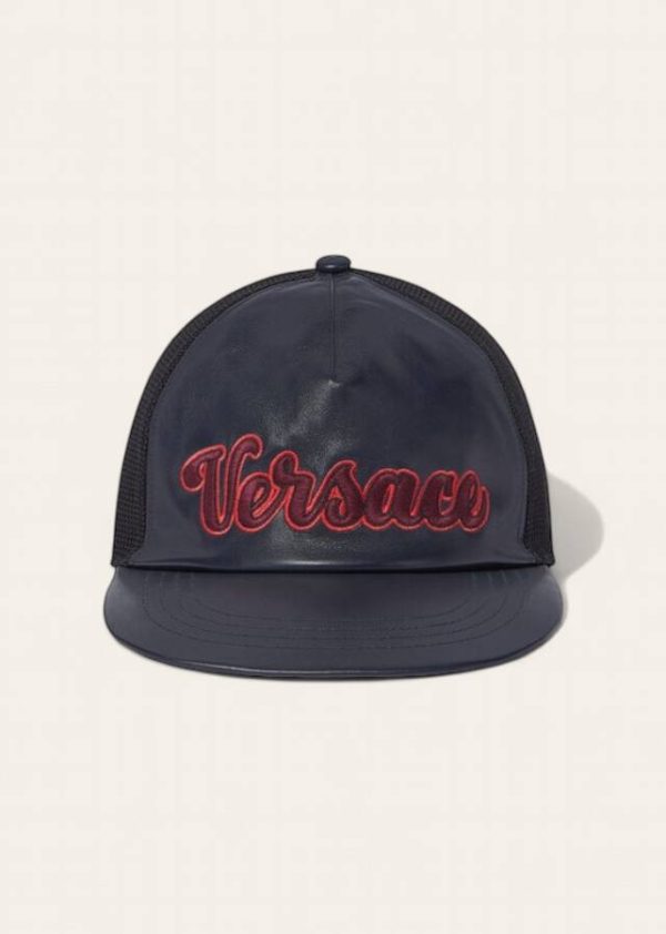 Versace Leather Mesh Logo Hat
