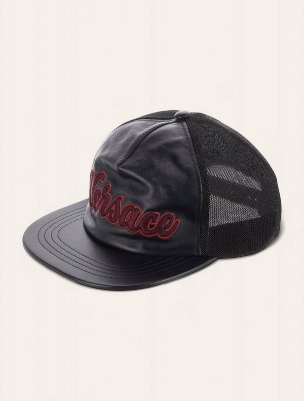 Versace Leather Mesh Logo Hat