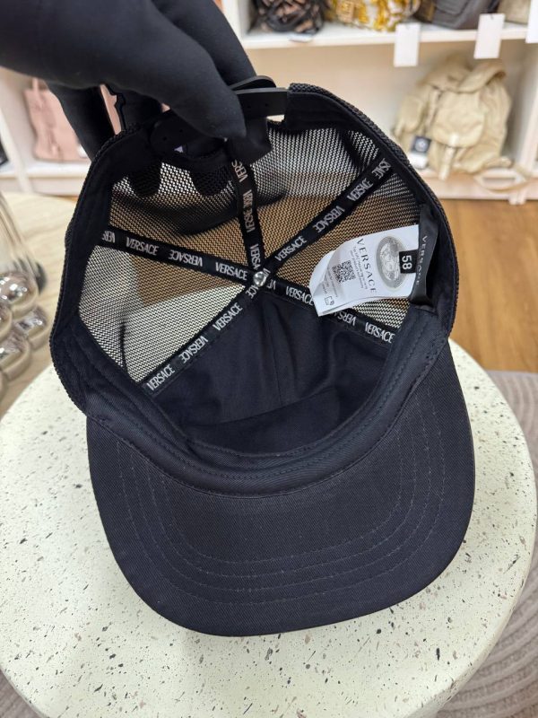 Versace Leather Mesh Logo Hat