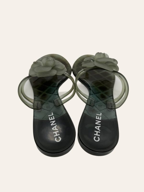 Chanel Camellia Rubber Sandal Size 38