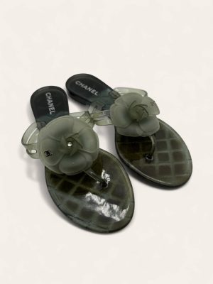 Chanel Camellia Rubber Sandal Size 38