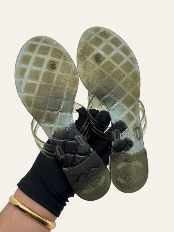 Chanel Camellia Rubber Sandal Size 38
