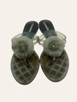 Chanel Camellia Rubber Sandal Size 38