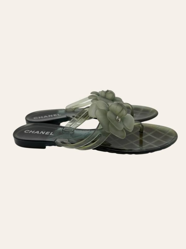 Chanel Camellia Rubber Sandal Size 38