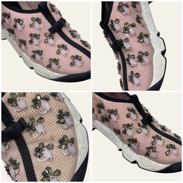 Dior Pink Mesh Fusion Embellished Sneaker Size 36