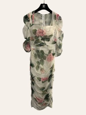 Dolce & Gabbana Floral Tulle Midi Dress