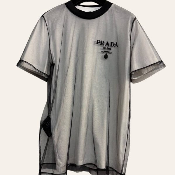 Prada Logo Double Layer Mesh T-Shirt