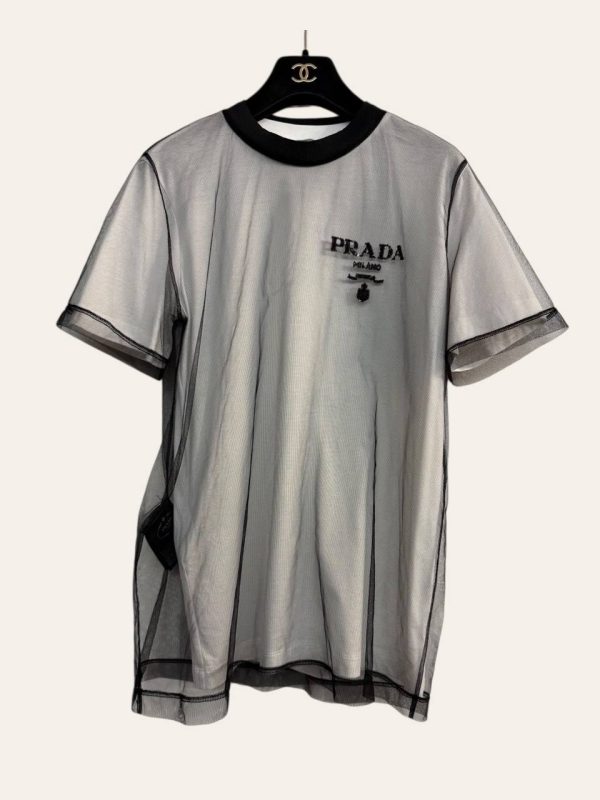 Prada Logo Double Layer Mesh T-Shirt