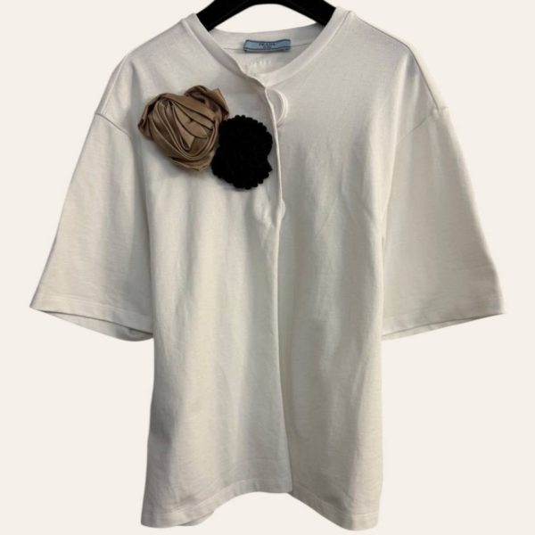 Prada Flower Detail Cardigan Shirt