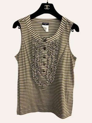 Chanel CC Striped Sleeveless Top