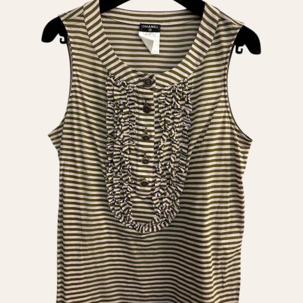 Chanel CC Striped Sleeveless Top