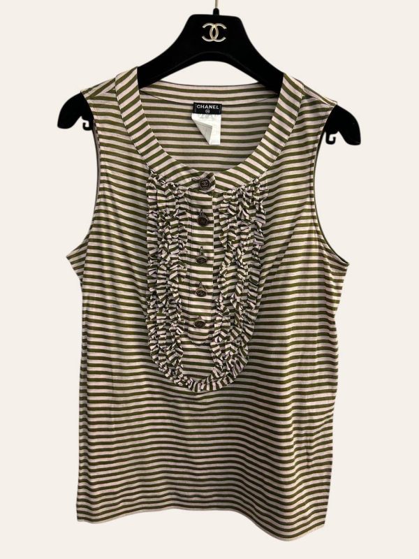 Chanel CC Striped Sleeveless Top