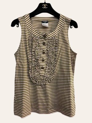 Chanel CC Striped Sleeveless Top