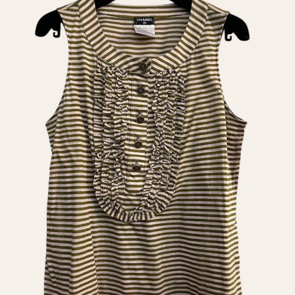 Chanel CC Striped Sleeveless Top