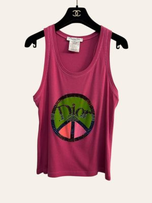 Dior Rhinestone Logo Sleeveless Top