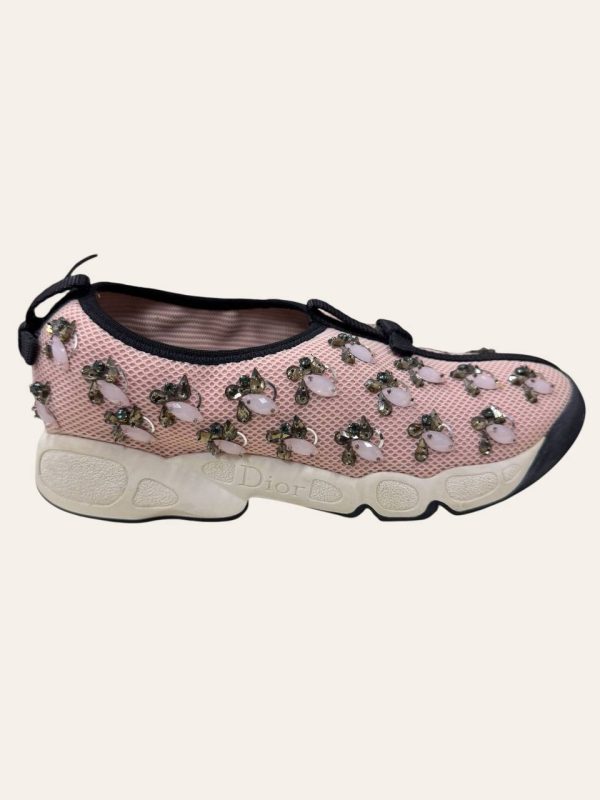 Dior Pink Mesh Fusion Embellished Sneaker Size 36